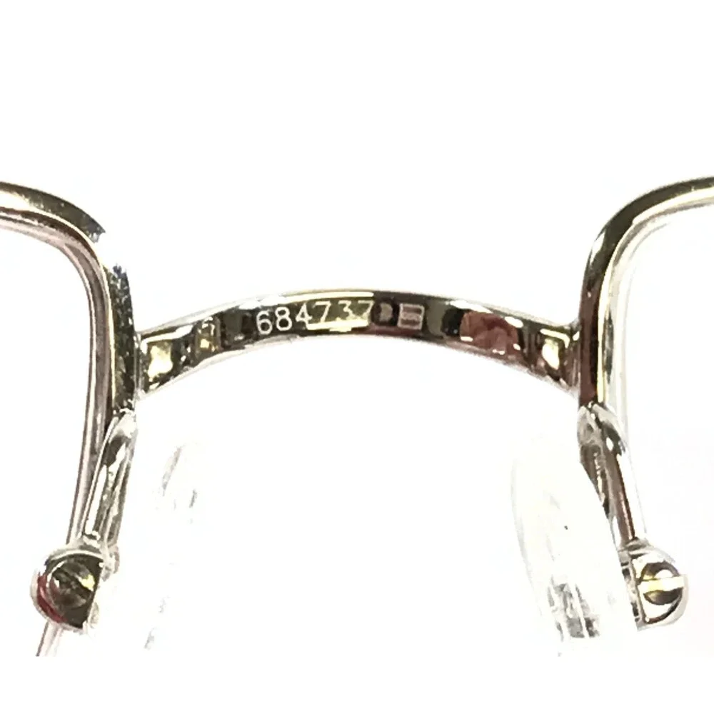FRED Eyeglasses Frames ALASKA N1 002 Shiny Silver Rectangle Half Rim 53-19-135